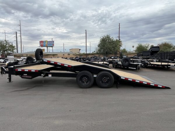 23x102 Tandem Axle, 17.6K GVWR, Wide Body Side Dump Tilt Bed, 24" Sides, Hydraulic Jack