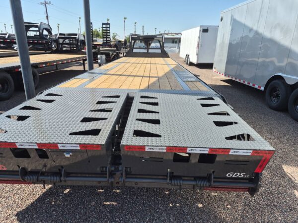 25x102 Gooseneck Flatbed Trailer, 15,680 GVWR, Mega Ramps, 14 Ply Tires
