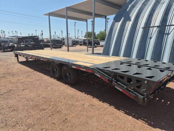 32x102 Gooseneck Flatbed Trailer, 15,680 GVWR, Mega Ramps, 14 Ply Tires