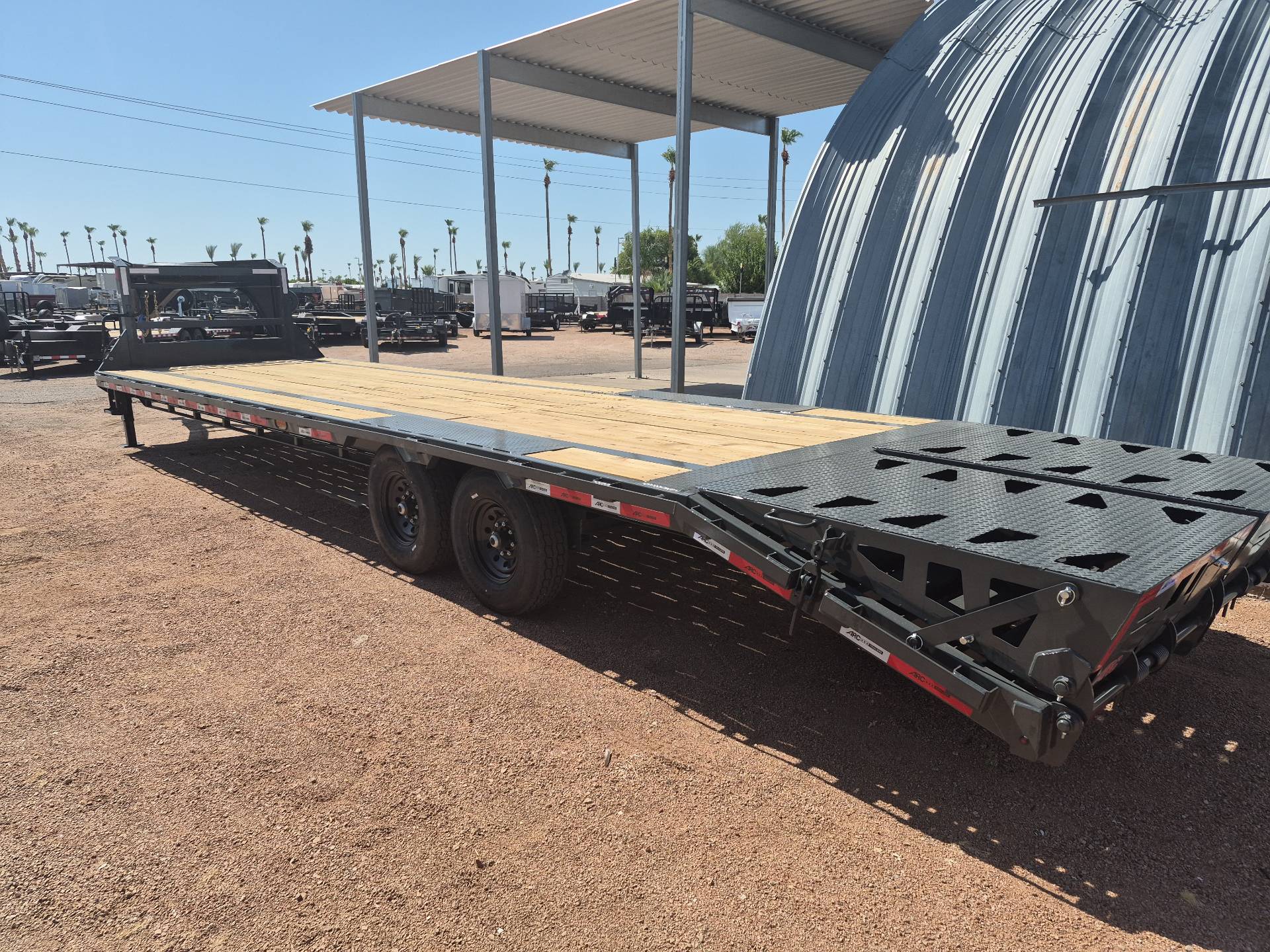 32x102 Gooseneck Flatbed Trailer, 15,680 GVWR, Mega Ramps, 14 Ply Tires - Image 4
