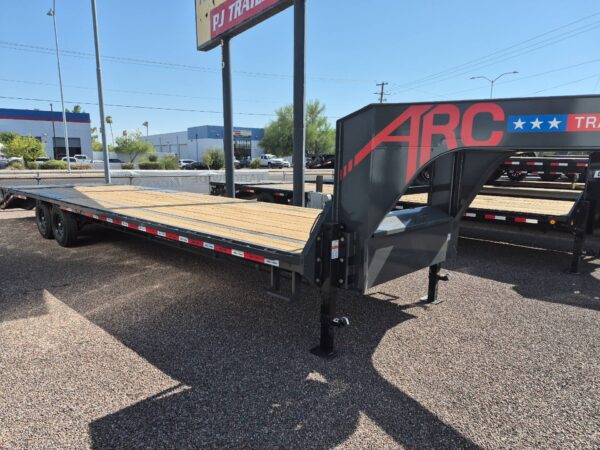 25x102 Gooseneck Flatbed Trailer, 15,680 GVWR, Mega Ramps, 14 Ply Tires