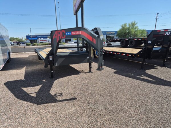 25x102 Gooseneck Flatbed Trailer, 15,680 GVWR, Mega Ramps, 14 Ply Tires