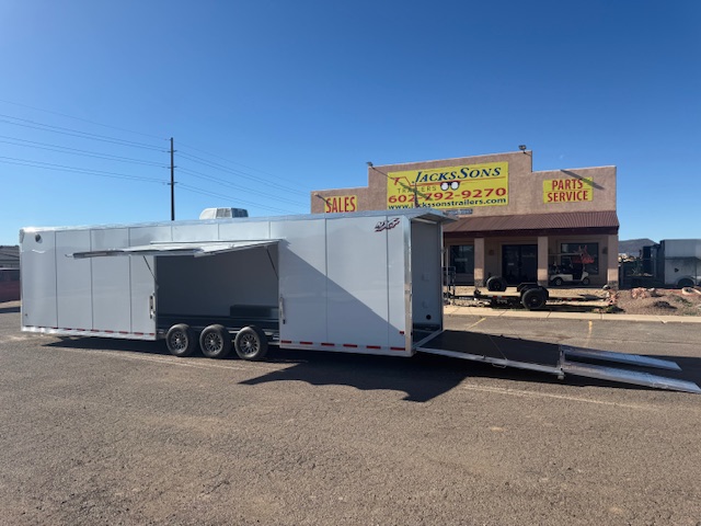 34x8.5 All Aluminum LOADED Car Hauler, Elite Escape Door, Cabinets/Winch, 14K GVWR, Ramp Door - Image 22