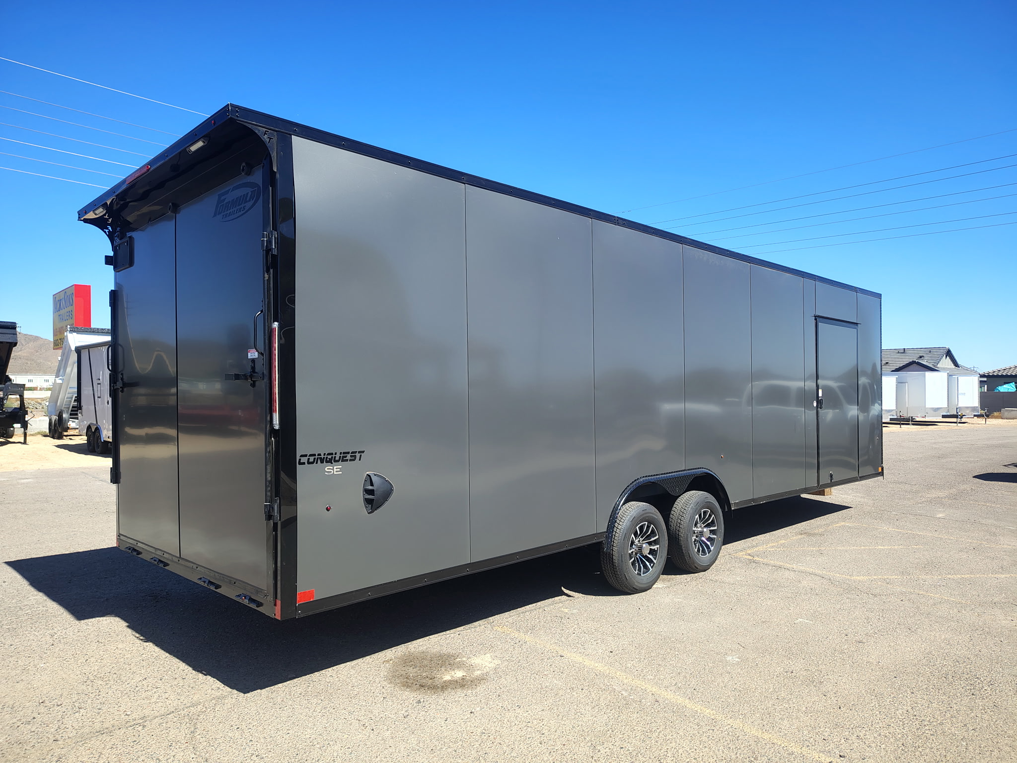 28x8.5 Conquest SE Flat Top Sloped V-Nose Enclosed Car Hauler, 10K GVWR, Ramp Door - Image 7