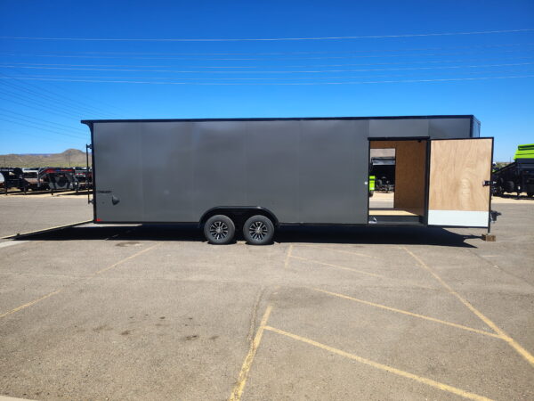 28x8.5 Conquest SE Flat Top Sloped V-Nose Enclosed Car Hauler, 10K GVWR, Ramp Door