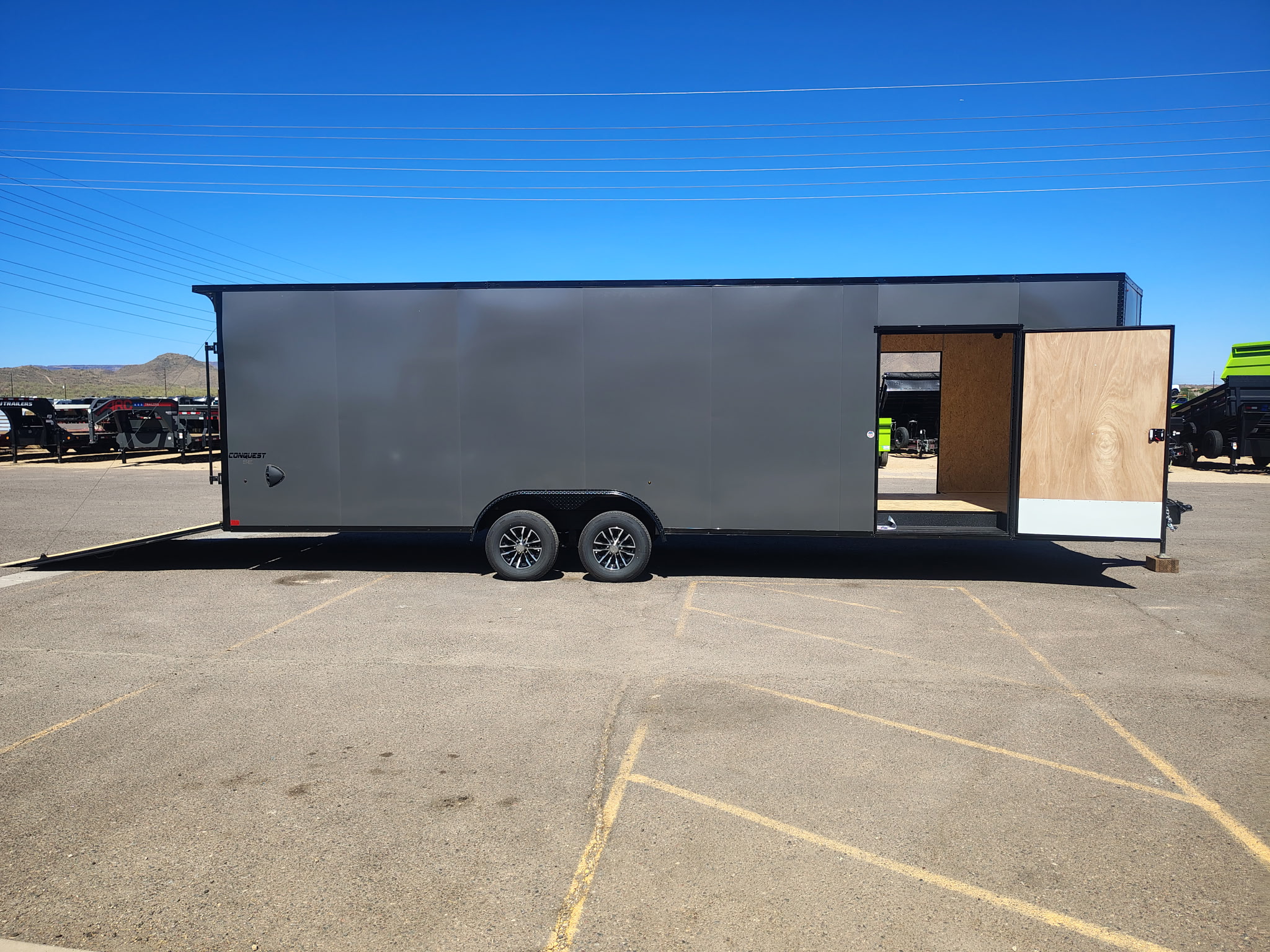 28x8.5 Conquest SE Flat Top Sloped V-Nose Enclosed Car Hauler, 10K GVWR, Ramp Door - Image 5