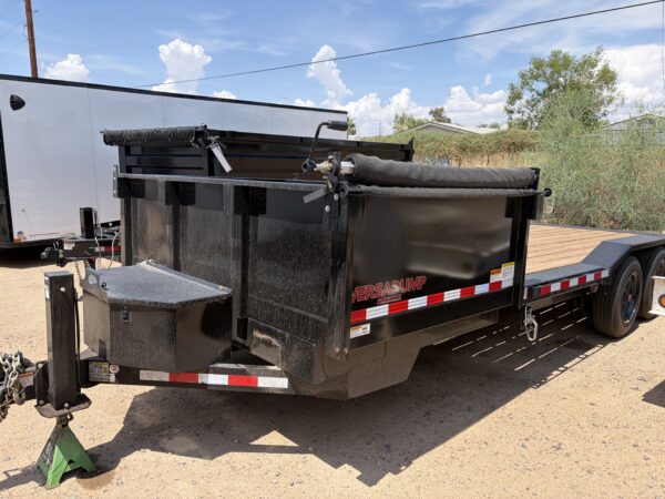 23x102 Tandem Axle, 17.6K GVWR, Wide Body Side Dump Tilt Bed, 24" Sides, Hydraulic Jack