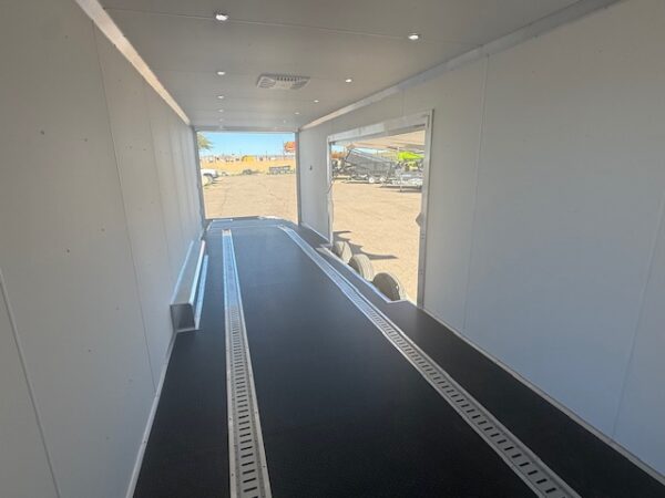 34x8.5 All Aluminum LOADED Car Hauler, Elite Escape Door, Cabinets/Winch, 14K GVWR, Ramp Door