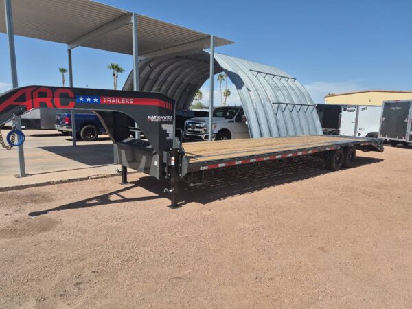 32x102 Gooseneck Flatbed Trailer, 15,680 GVWR, Mega Ramps, 14 Ply Tires