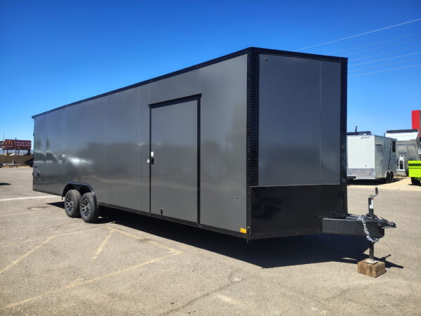 28x8.5 Conquest SE Flat Top Sloped V-Nose Enclosed Car Hauler, 10K GVWR, Ramp Door