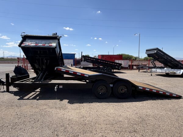 23x102 Tandem Axle, 17.6K GVWR, Wide Body Side Dump Tilt Bed, 24" Sides, Hydraulic Jack