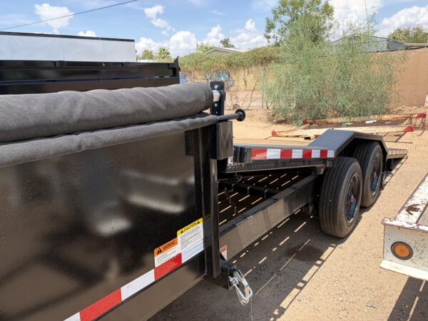 23x102 Tandem Axle, 17.6K GVWR, Wide Body Side Dump Tilt Bed, 24" Sides, Hydraulic Jack