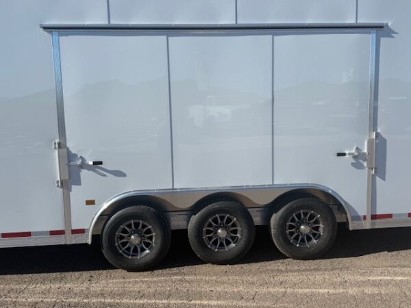 34x8.5 All Aluminum LOADED Car Hauler, Elite Escape Door, Cabinets/Winch, 14K GVWR, Ramp Door