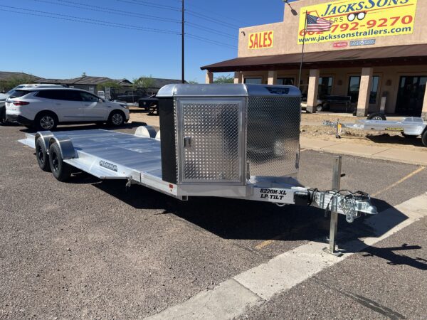 20x82 All Aluminum, 10K GVWR, Tandem Axle, XL Low Profile Tilt w/ Cargo Box (8220H-XL-TILT-TA-EL-RTD)