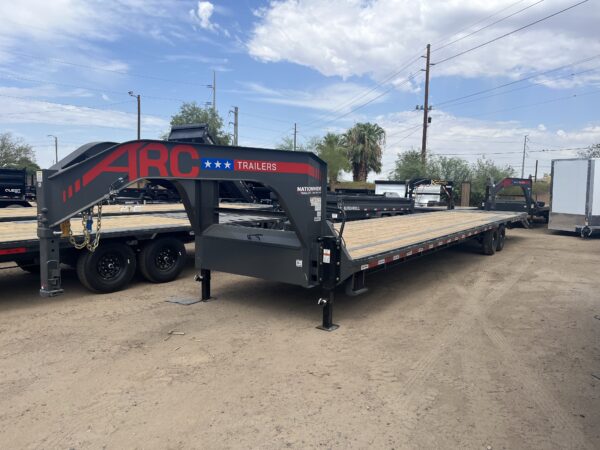 40x102 Gooseneck Flatbed Trailer, 15,680 GVWR, Mega Ramps, 14 Ply Tires