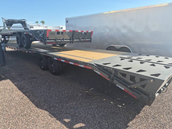 40x102 Gooseneck Flatbed Trailer, 15,680 GVWR, Mega Ramps, 14 Ply Tires
