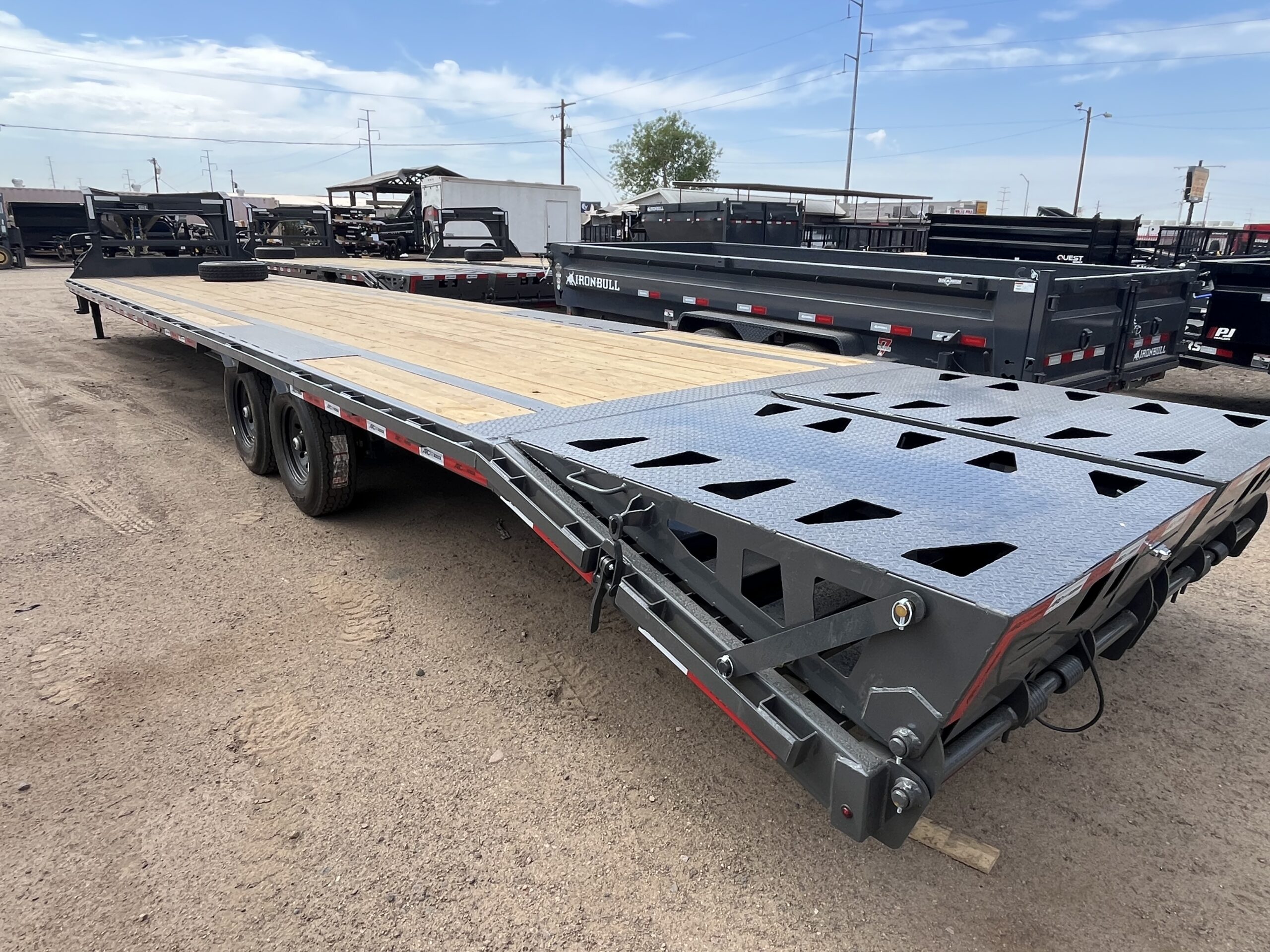 40x102 Gooseneck Flatbed Trailer, 15,680 GVWR, Mega Ramps, 14 Ply Tires - Image 3