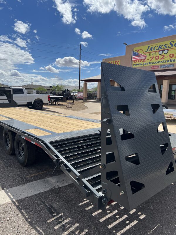 30x102 Gooseneck Flatbed Trailer, 15,680 GVWR, Mega Ramps, 14 Ply Tires