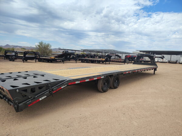 40x102 Gooseneck Flatbed Trailer, 15,680 GVWR, Mega Ramps, 14 Ply Tires