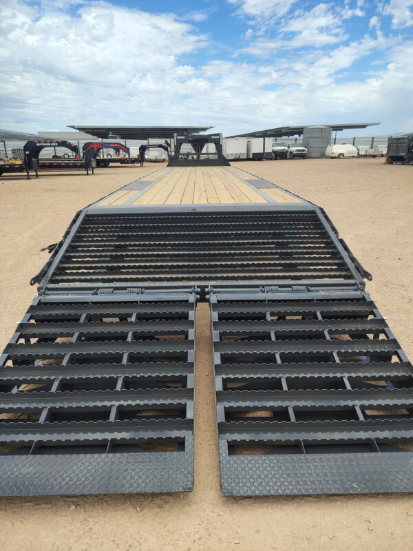 40x102 Gooseneck Flatbed Trailer, 15,680 GVWR, Mega Ramps, 14 Ply Tires