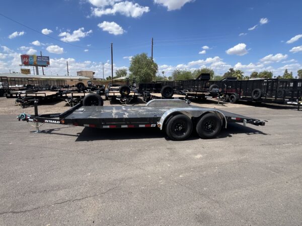 18x83 Tandem Axle, 10K GVWR, Steel Deck Car Hauler, Slide-In Ramps