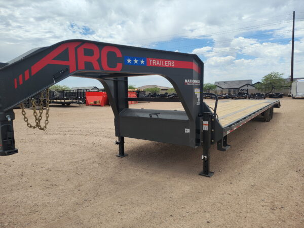 40x102 Gooseneck Flatbed Trailer, 15,680 GVWR, Mega Ramps, 14 Ply Tires