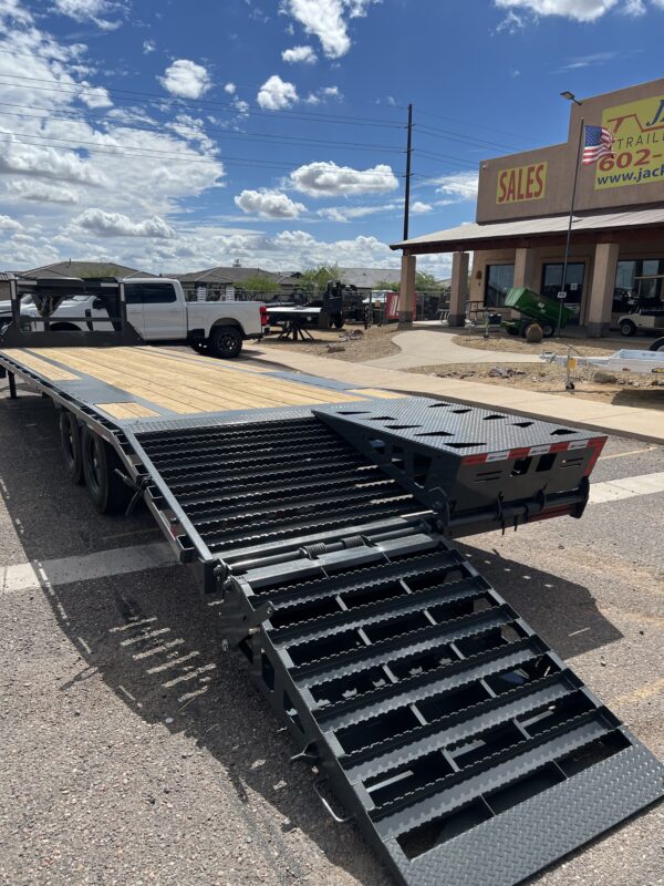 30x102 Gooseneck Flatbed Trailer, 15,680 GVWR, Mega Ramps, 14 Ply Tires