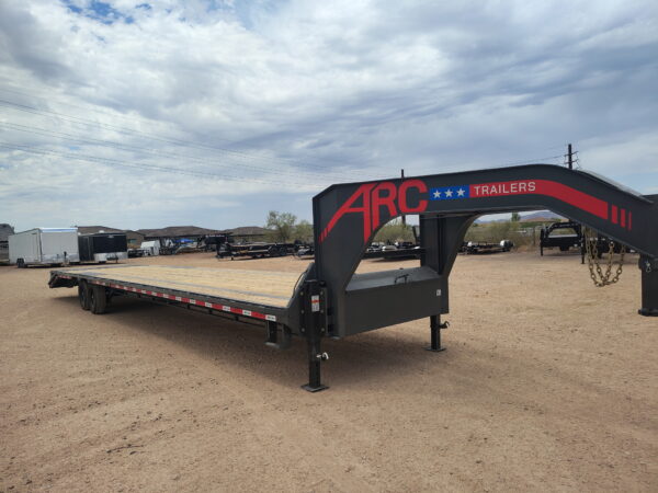 40x102 Gooseneck Flatbed Trailer, 15,680 GVWR, Mega Ramps, 14 Ply Tires
