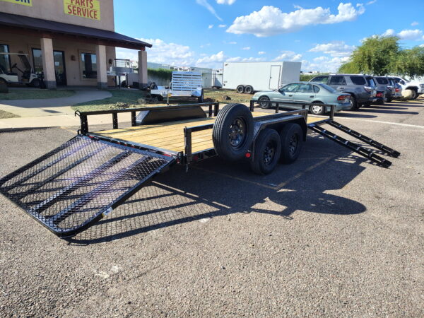 16x83 Tandem Axle, 7K GVWR, Channel Utility w/ Square Tube Siderails, ATV Ramps