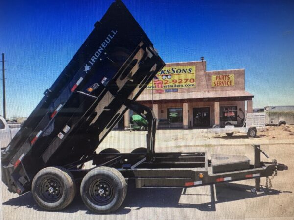 12x72 IronBull Tandem Axle Dump, 15K GVWR, 24" Sides, Solar Charger