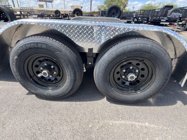 18x83 Tandem Axle, 10K GVWR, Steel Deck Car Hauler, Slide-In Ramps