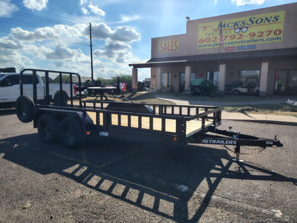 16x83 Tandem Axle, 7K GVWR, Channel Utility w/ Square Tube Siderails, ATV Ramps
