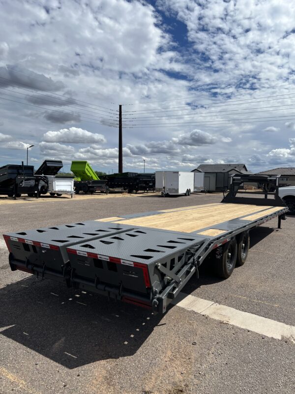 30x102 Gooseneck Flatbed Trailer, 15,680 GVWR, Mega Ramps, 14 Ply Tires