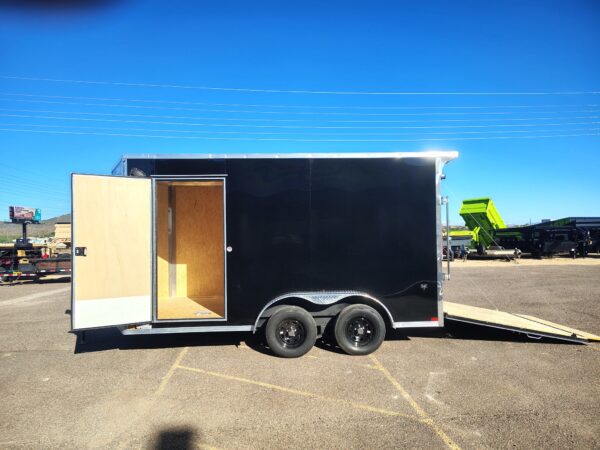 14X7.5 Jasper SE Flat Top Sloped V-Nose, 7K GVWR, Ramp Door