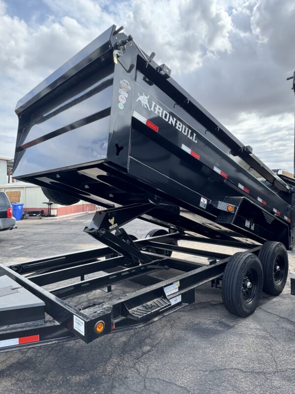 14x83 IronBull Tandem Axle Dump, 15K GVWR, 36" Sides, Solar Charger, 14 Ply Tires