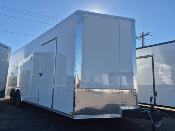 24x8.5 Jasper SE Flat Top Sloped V-Nose Car Hauler, 10K GVWR, Ramp Door