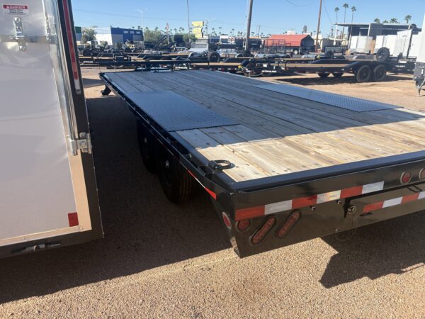 18x102 IronBull Deckover, Tandem Axle, 14K GVWR, Slide In Ramps