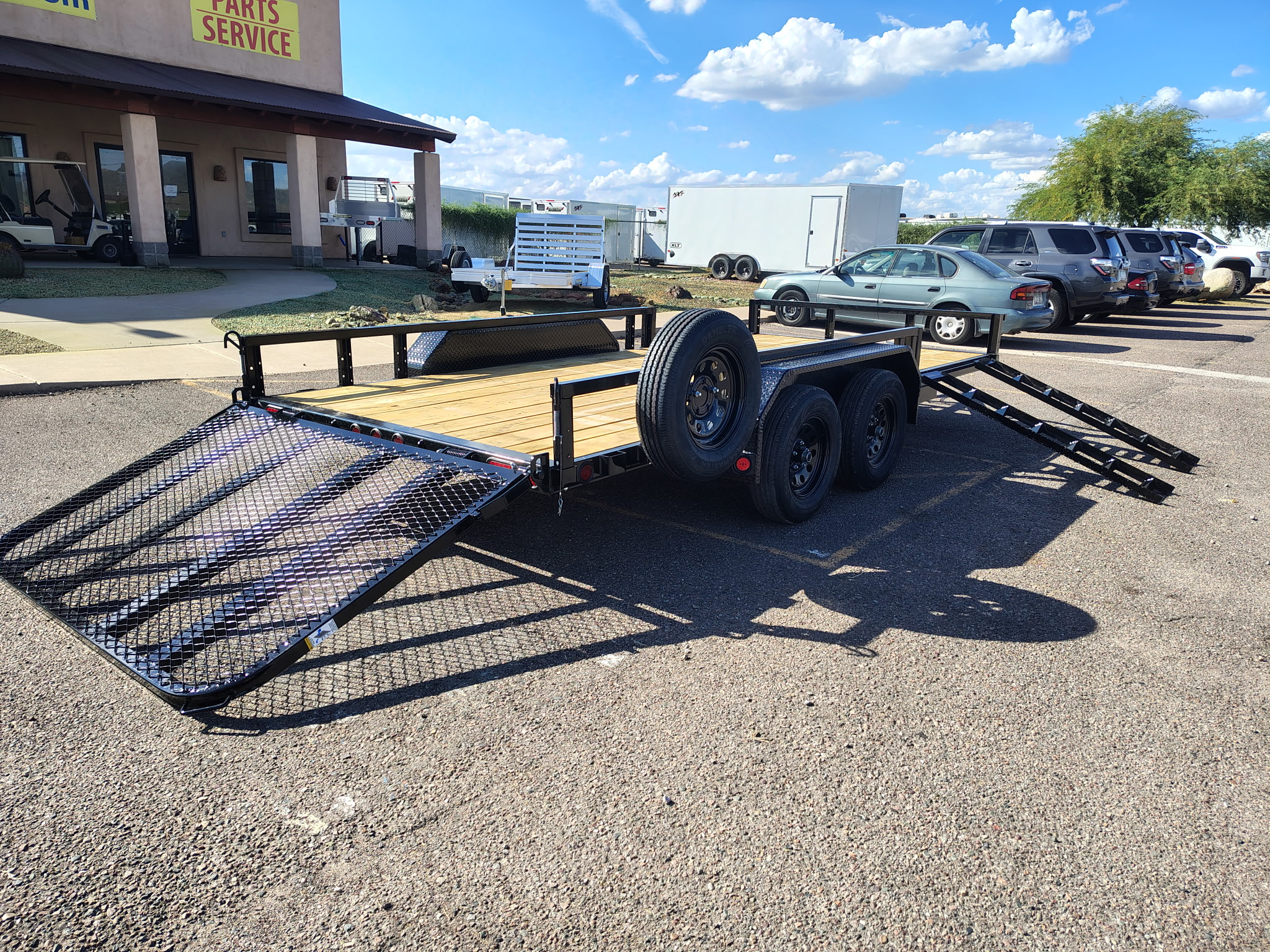16x83 Tandem Axle, 7K GVWR, Channel Utility w/ Square Tube Siderails, ATV Ramps - Image 5