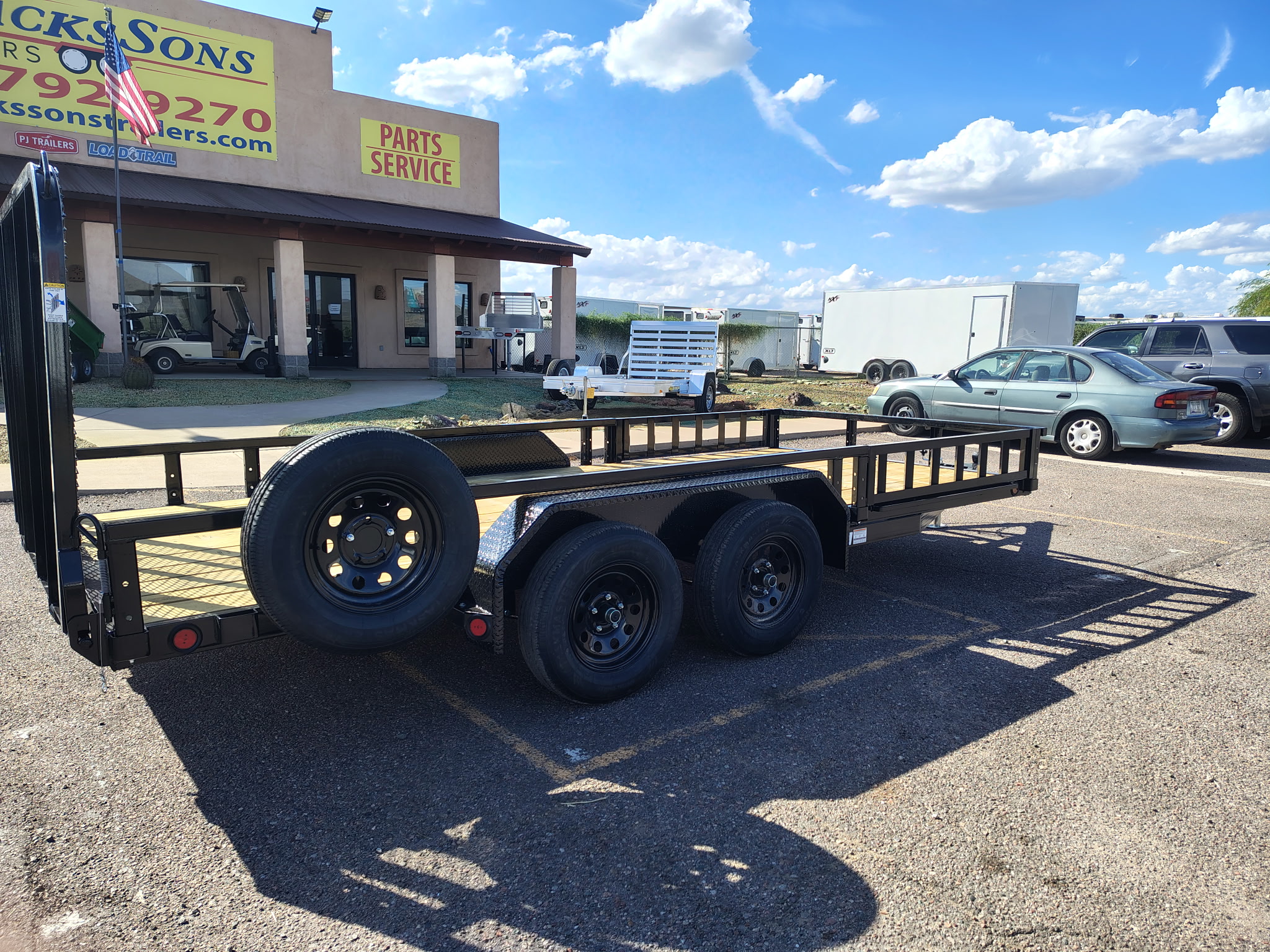 16x83 Tandem Axle, 7K GVWR, Channel Utility w/ Square Tube Siderails, ATV Ramps - Image 2