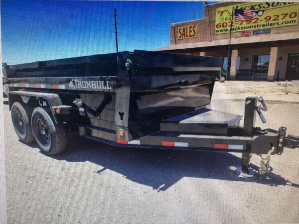 12x72 IronBull Tandem Axle Dump, 15K GVWR, 24" Sides, Solar Charger